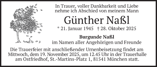 Traueranzeige von Günther Naßl von merkurtz