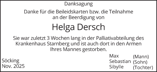 Traueranzeige von Helga Dersch von merkurtz