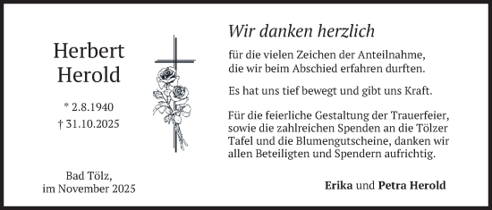 Traueranzeige von Herbert Herold von merkurtz