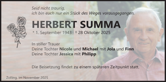 Traueranzeige von Herbert Summa von merkurtz