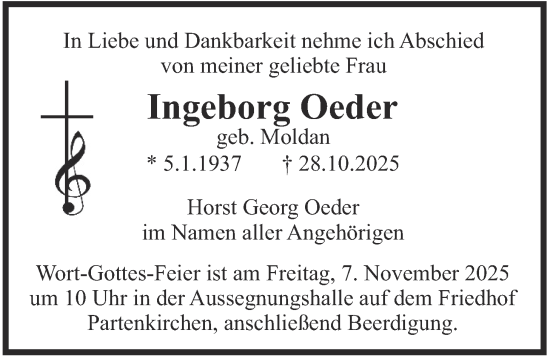 Traueranzeige von Ingeborg Oeder von merkurtz