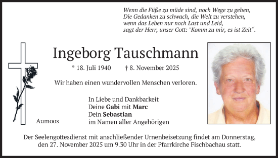 Traueranzeige von Ingeborg Tauschmann von merkurtz
