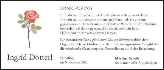 Traueranzeige von Ingrid Dötterl von merkurtz