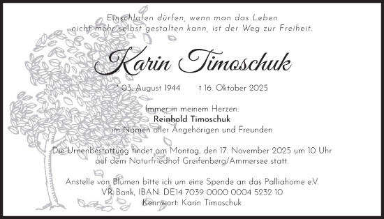 Traueranzeige von Karin Timoschuk von merkurtz