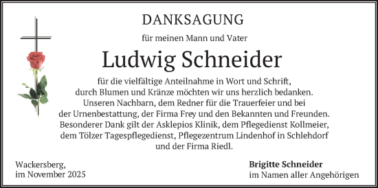 Traueranzeige von Ludwig Schneider von merkurtz