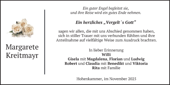 Traueranzeige von Margarete Kreitmayr von merkurtz