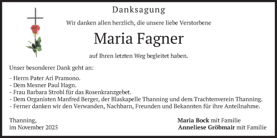 Traueranzeige von Maria Fagner von merkurtz