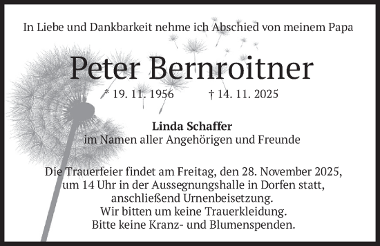 Traueranzeige von Peter Bernroitner von merkurtz