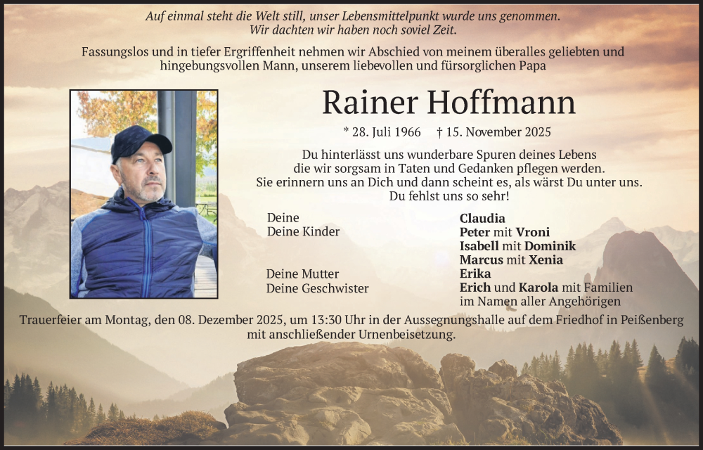  Traueranzeige für Rainer Hoffmann vom 22.11.2025 aus merkurtz