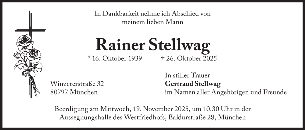  Traueranzeige für Rainer Stellwag vom 15.11.2025 aus merkurtz