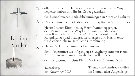 Traueranzeige von Rosina Müller von merkurtz