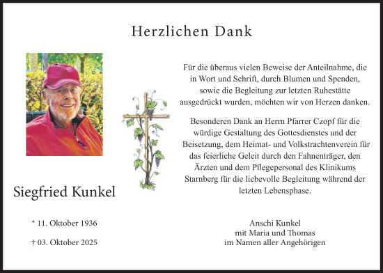 Traueranzeige von Siegfried Kunkel von merkurtz
