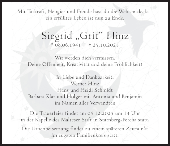 Traueranzeige von Siegrid Hinz von merkurtz