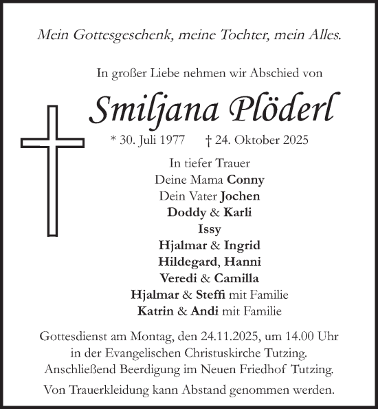 Traueranzeige von Smiljana Plöderl von merkurtz