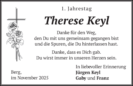 Traueranzeige von Therese Keyl von merkurtz