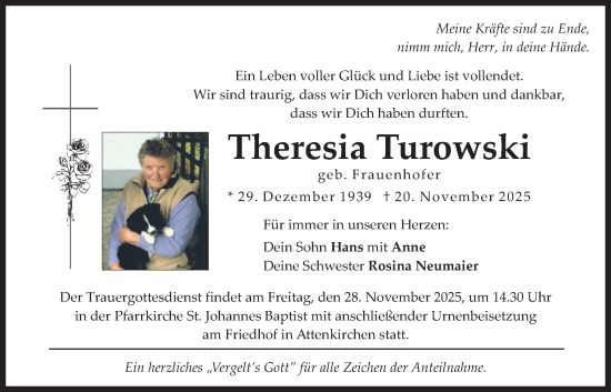 Traueranzeige von Theresia Turowski von merkurtz