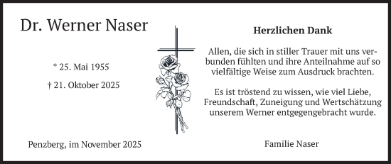 Traueranzeige von Werner Naser von merkurtz
