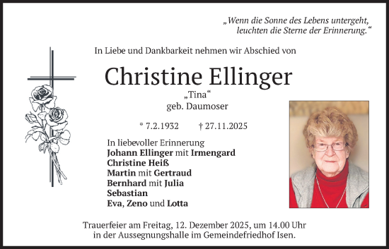 Traueranzeige von Christine Ellinger von merkurtz