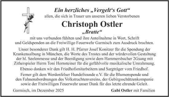 Traueranzeige von Christoph Ostler von merkurtz
