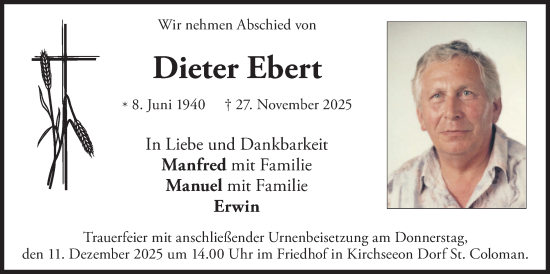 Traueranzeige von Dieter Ebert von merkurtz