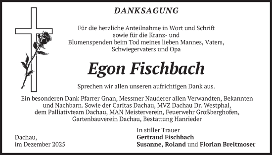 Traueranzeige von Egon Fischbach von merkurtz