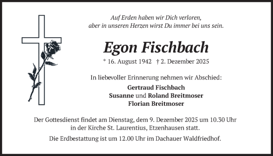 Traueranzeige von Egon Fischbach von merkurtz