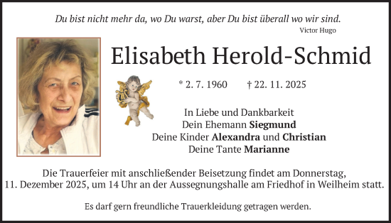 Traueranzeige von Elisabeth Herold-Schmid von merkurtz