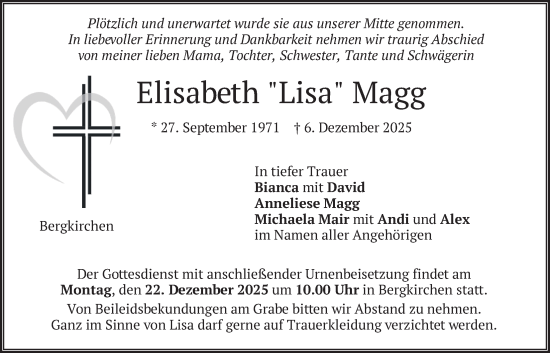 Traueranzeige von Elisabeth Magg von merkurtz
