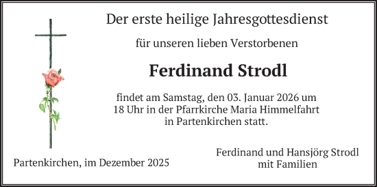 Traueranzeige von Ferdinand Strodl von merkurtz