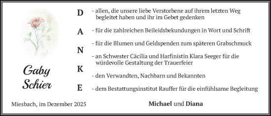 Traueranzeige von Gaby Schier von merkurtz