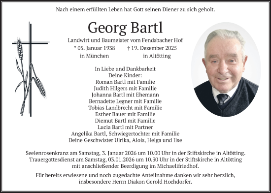 Traueranzeige von Georg Bartl von merkurtz