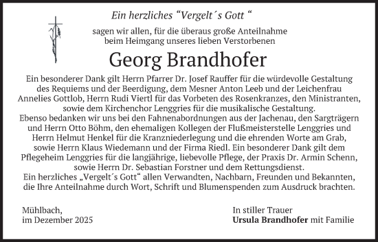 Traueranzeige von Georg Brandhofer von merkurtz