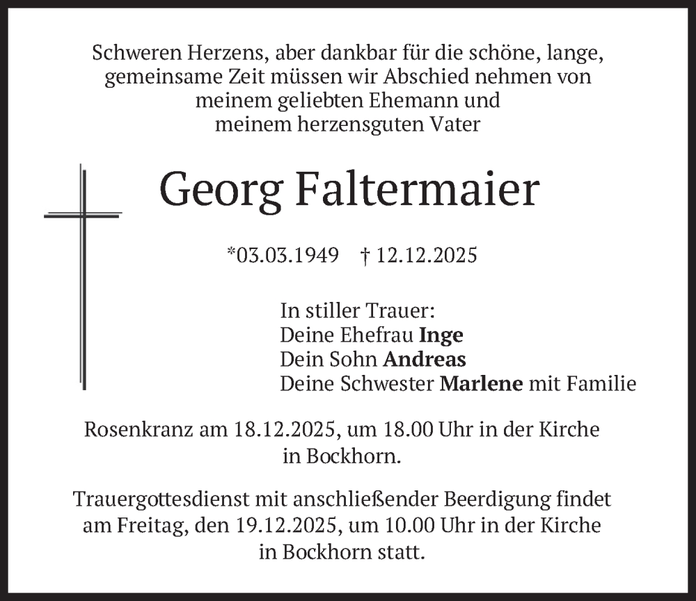  Traueranzeige für Georg Faltermaier vom 17.12.2025 aus merkurtz