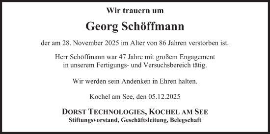 Traueranzeige von Georg Schöffmann von merkurtz