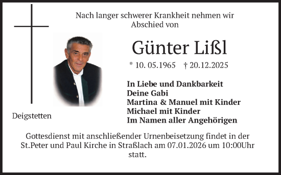 Traueranzeige von Günter Lißl von merkurtz