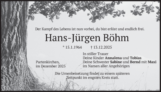 Traueranzeige von Hans-Jürgen Böhm von merkurtz