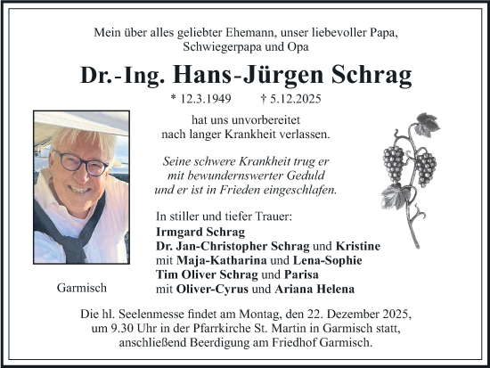 Traueranzeige von Hans-Jürgen Schrag von merkurtz