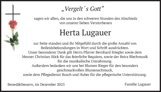 Traueranzeige von Herta Lugauer von merkurtz
