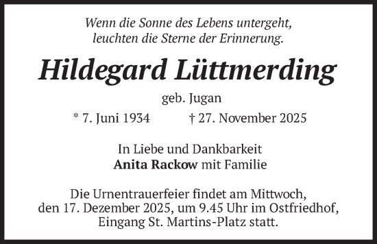 Traueranzeige von Hildegard Lüttmerding von merkurtz