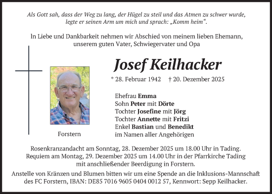 Traueranzeige von Josef Keilhacker von merkurtz
