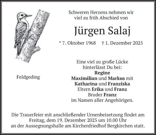 Traueranzeige von Jürgen Salaj von merkurtz