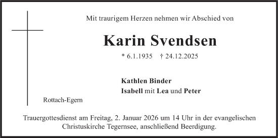 Traueranzeige von Karin Svendsen von merkurtz