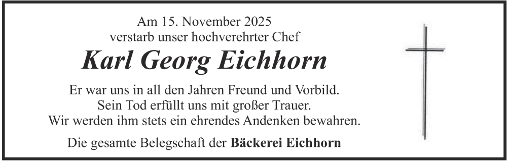  Traueranzeige für Karl Georg Eichhorn vom 16.12.2025 aus merkurtz