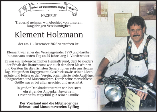 Traueranzeige von Klement Holzmann von merkurtz