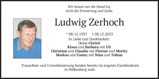 Traueranzeige von Ludwig Zerhoch von merkurtz