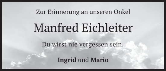 Traueranzeige von Manfred Eichleiter von merkurtz