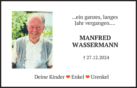 Traueranzeige von Manfred Wassermann von merkurtz