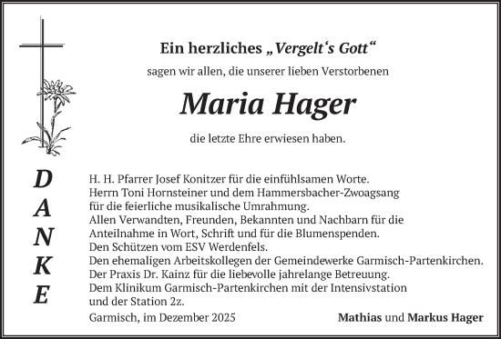 Traueranzeige von Maria Hager von merkurtz