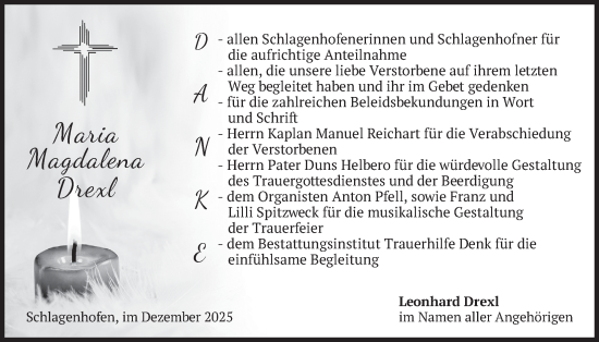 Traueranzeige von Maria Magdalena Drexl von merkurtz