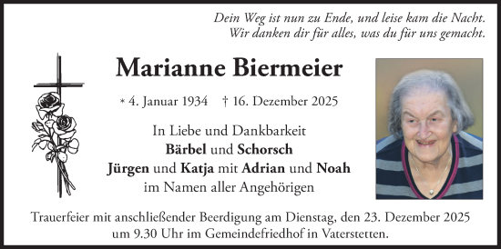 Traueranzeige von Marianne Biermeier von merkurtz